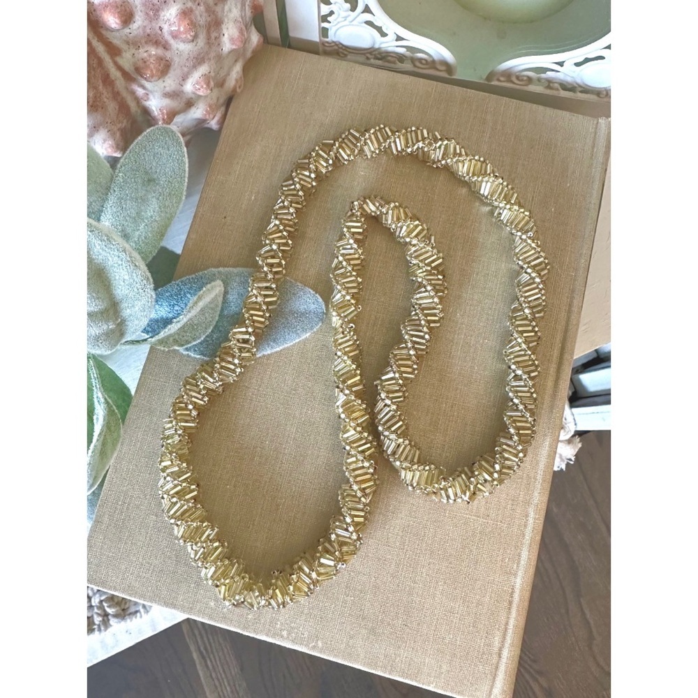 Vintage gold beaded twist necklace